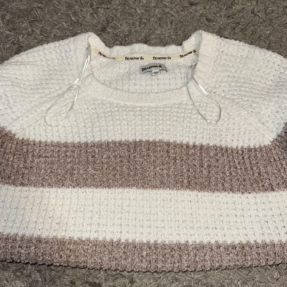 BearPaw Women's Textured Sweater - Cream and Brown